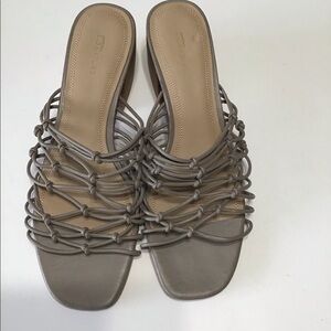 Nordstrom signature strap leather sandal mule size 10 Taupe